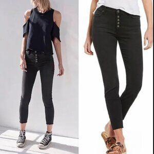 Free People 5 Button Fly Raw Hem Skinny Jeans Black Size 26 black wash